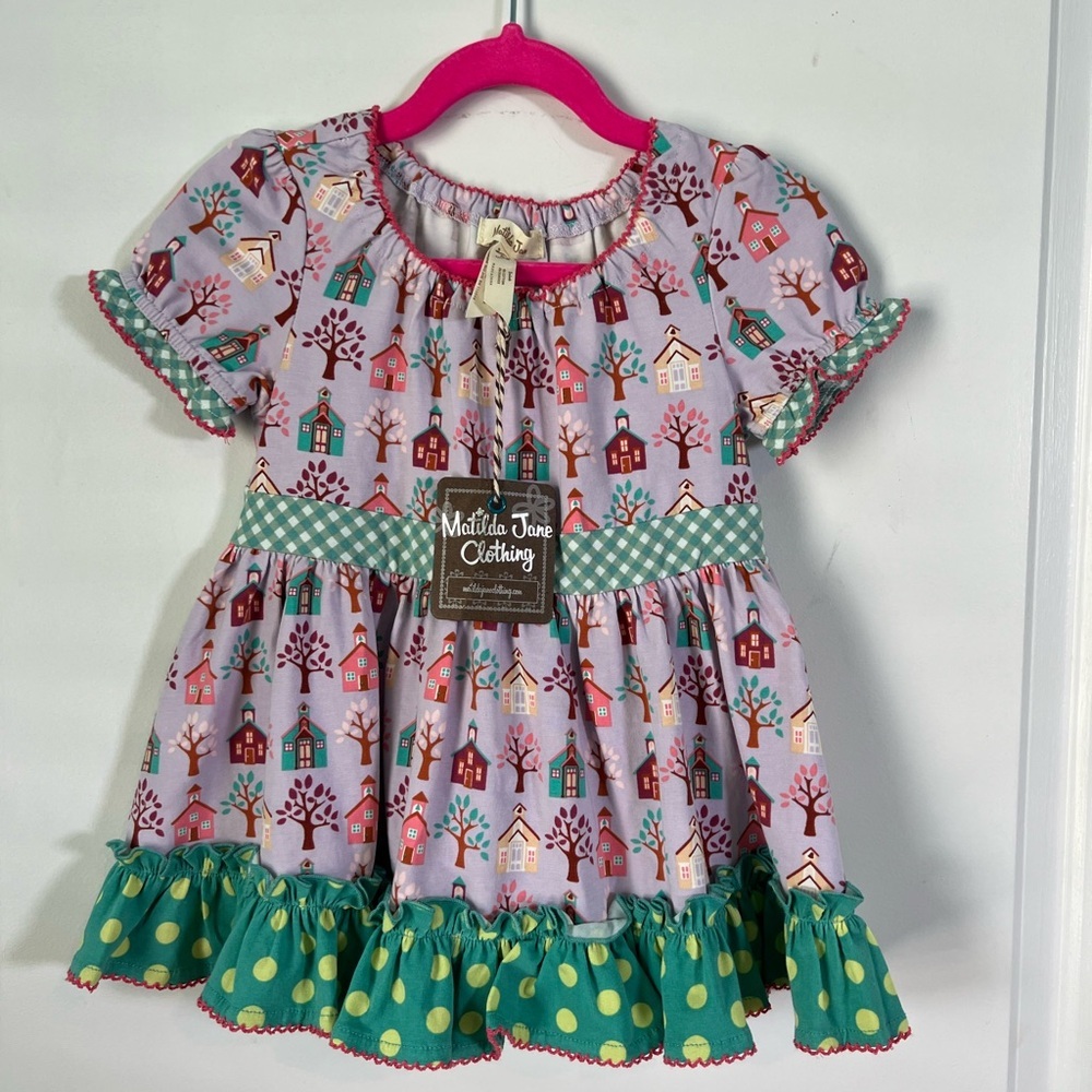 Matilda Jane As You Wish Tunic Schoolhouse + Tree Print NEW size 4